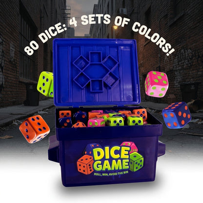 Fast-Paced Dice Rolling Board Game with 80 Dice – Addictive 2-4 Player Party Game for Adults & Groups, Portable Travel Game Night Set