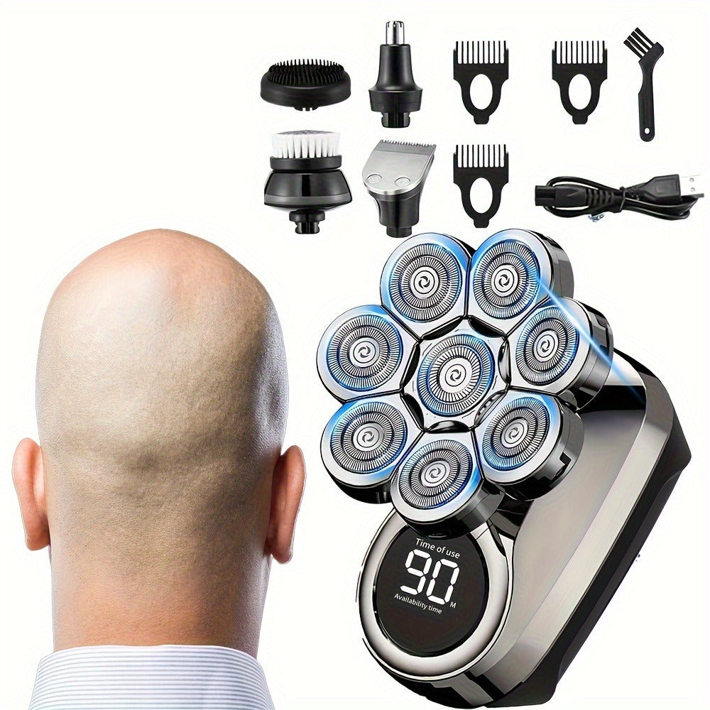 Bald Head Shaver for Men 5-in-1 8D Electric Razor – Multi-Directional Floating Blades with Beard Grooming Kit