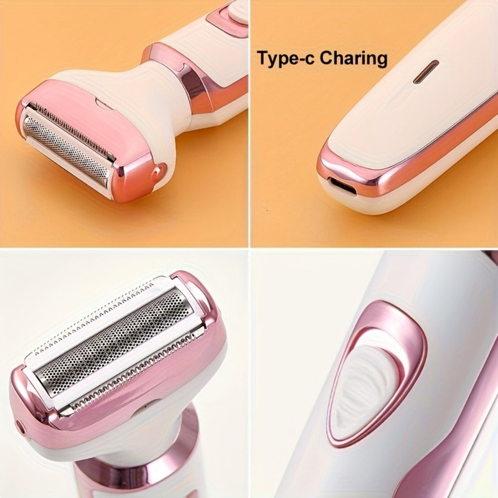 Electric Shaver for Women 4-in-1 Rechargeable Grooming Kit – Painless Hair Remover Eyebrow Trimmer Nose Hair Bikini Trimmer