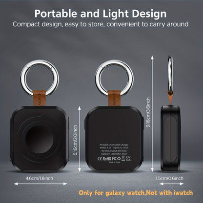 Portable Galaxy Watch-Compatible Charging Case with Keyring, Internal Ring Cradle and Black or White Housing