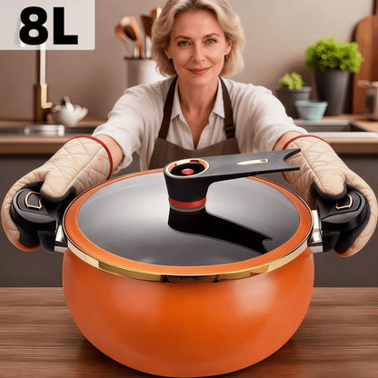 Non-Stick Soup Pot with Twist-Lock Handle | Large Capacity Stew Pot Compatible with Gas Stove Induction Cooker Open Fire | Multi-Function
