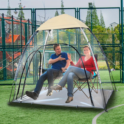 Camping Tent Transparent Oxford Rain Shelter with Ventilation Panels, Zipper Entry and Two Colors