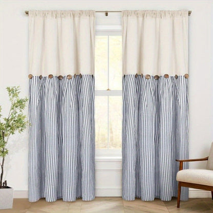 Semi Sheer Curtains Bohemian Linen Cotton Patchwork Grommet Top Window Drapes for Bedroom Living Room Kitchen Bathroom Cafe