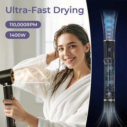 OUDIM 6-in-1 Hot Air Brush Hair Styling Tool with 110, 000 RPM Motor, Foldable Handle and Storage Bag