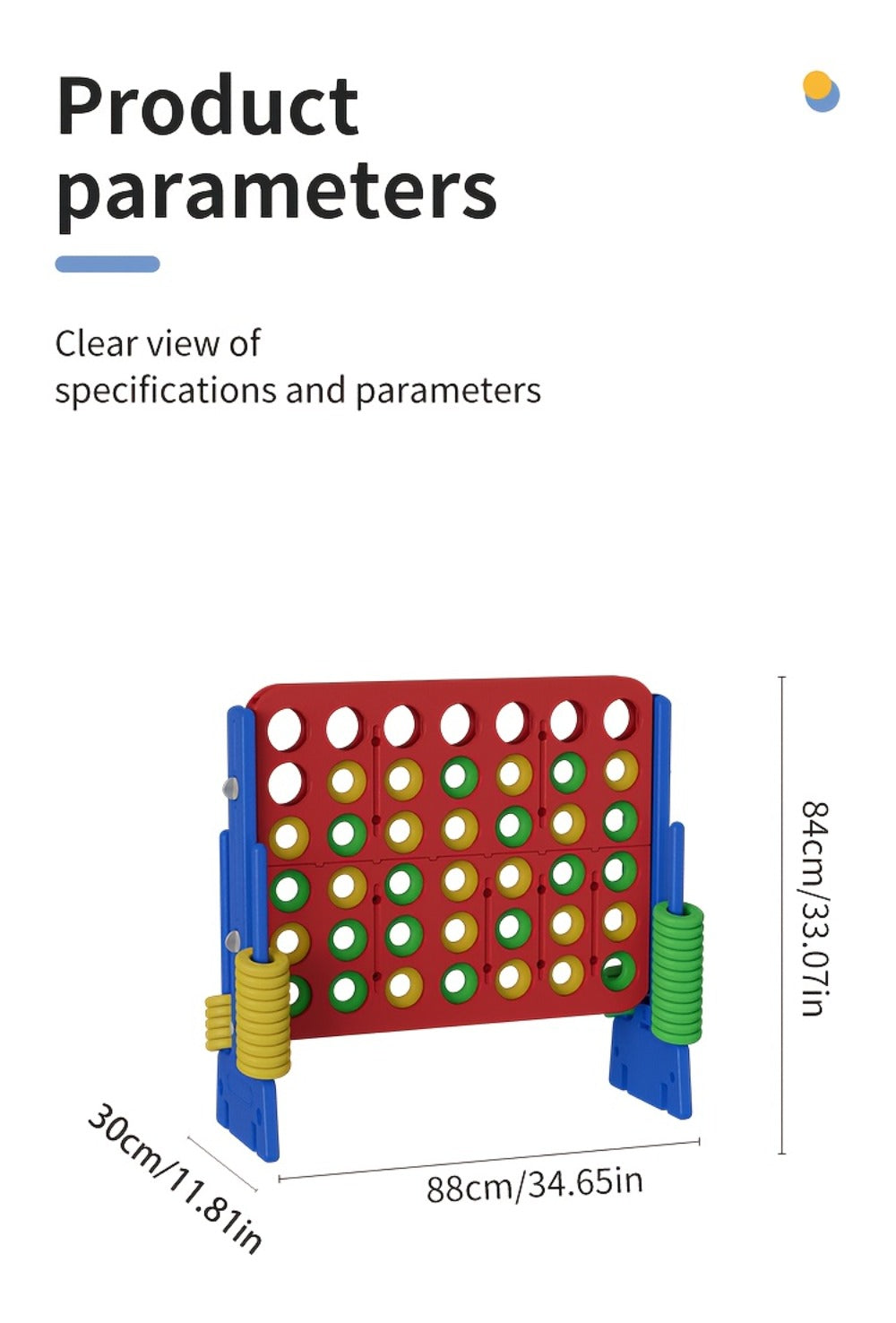 Height Adjustable Giant Connect 4 Game 33-37 Inch, Jumbo 4-in-a-Row Outdoor Yard Game with Quick Release Slider for Teens