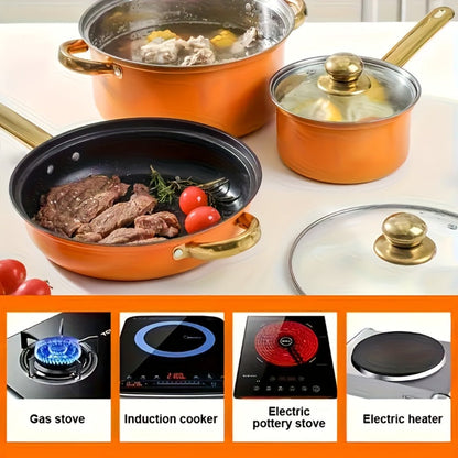 Non-Stick Cookware Set Pots and Pans 10 & 12 Piece, Heat-Resistant Frying Pan, Saucepan & Stewpot
