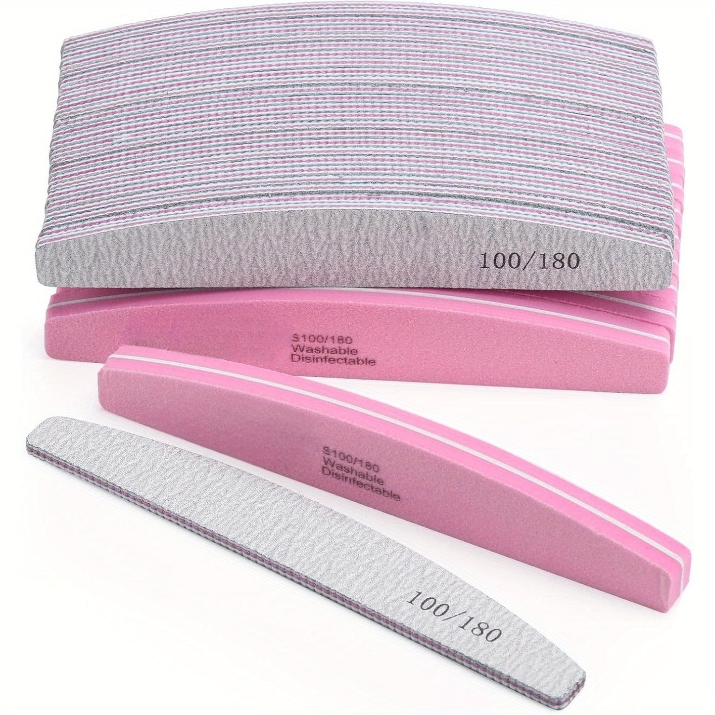 Nail Files and Buffers Professional 100 180 Grit Double-Sided Sanding Boards Reusable Polishing Blocks for Manicure Pedicure Salon Home Use