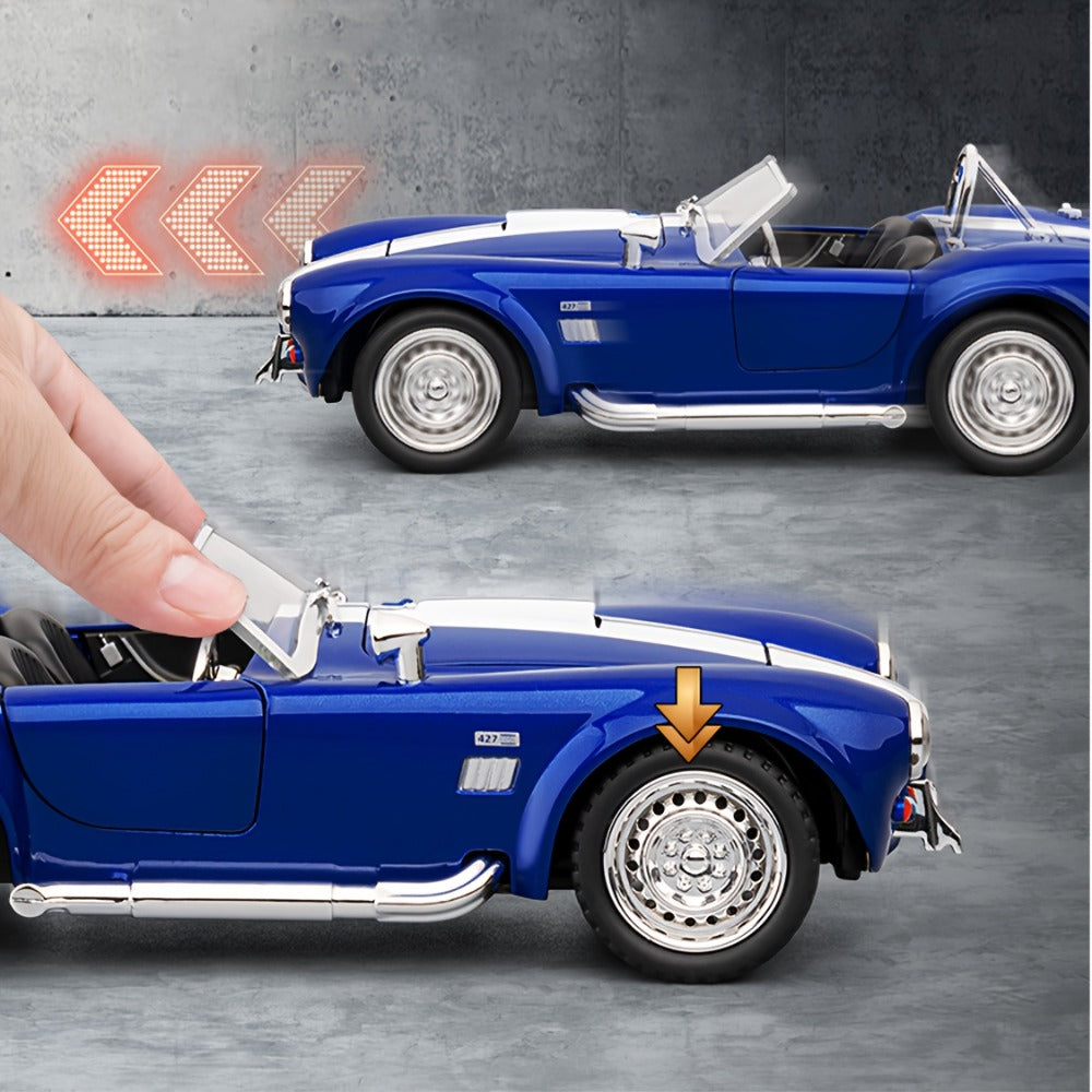 Shelby Cobra 1:22 Scale Zinc Alloy Diecast Model Car, Collector-Grade Exhibition-Quality Replica with Openable Doors