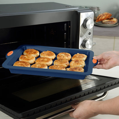 Silicone Baking Pans Set 4-Piece, Nonstick Bakeware with Metal Reinforced Frame, Includes Baking Sheet