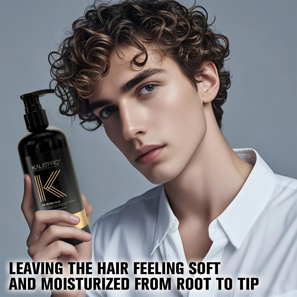 Men's Curl Cream Sulfate-Free 10.14oz – Frizz Control Styling Cream for Wavy & Curly Hair | Controlled Hold