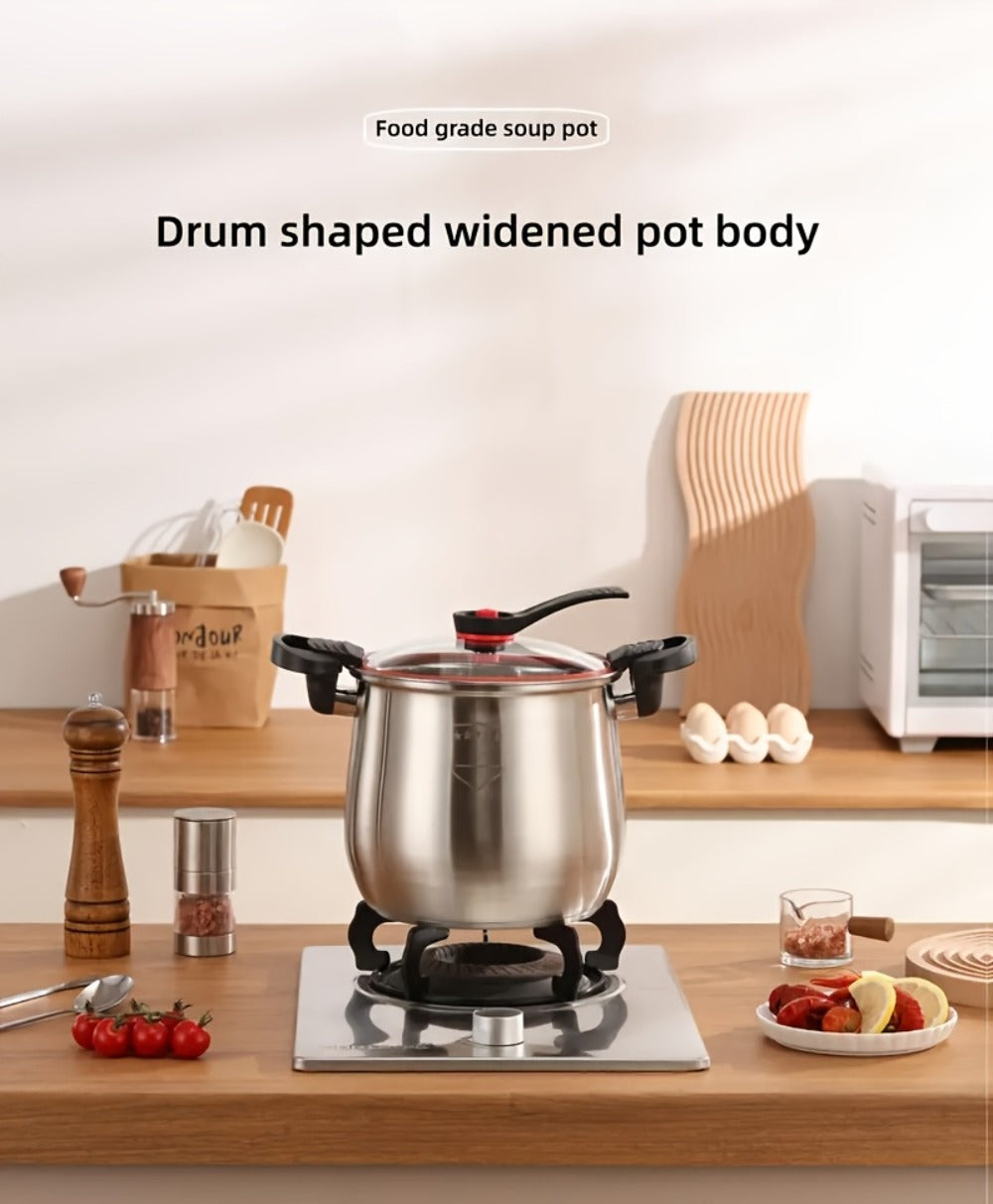 304 Stainless Steel Stew Pot Large, Food-Grade Non-Stick Multipurpose Cooker, Induction & Gas Stove Compatible Soup Pot for Home Kitchen