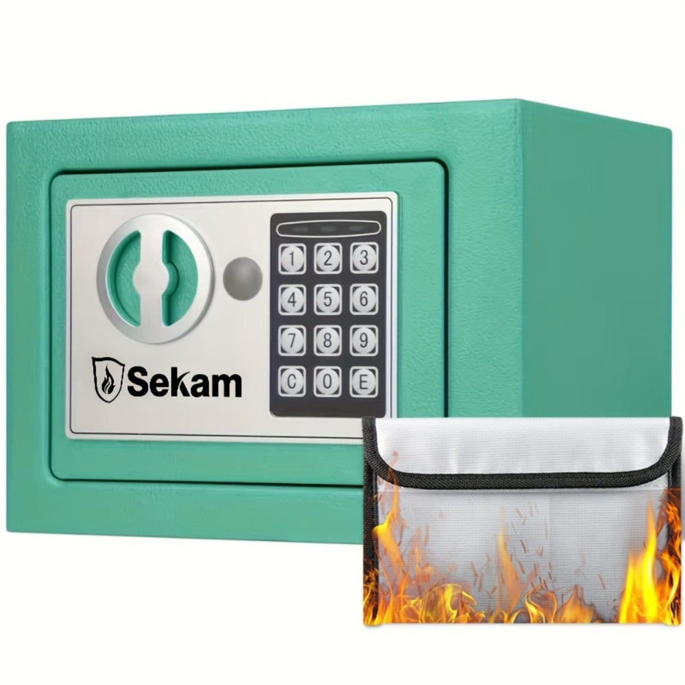 Fireproof Home Safe Box with Digital Keypad and Key Lock Steel Security Safe for Money for Entryways, Bedrooms and Living Spaces