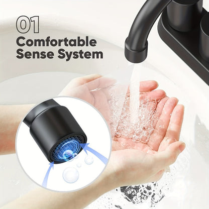 4-Inch Centerset Bathroom Faucet with Dual Handles, Swivel Spout and Single or Two-Piece Finish Options