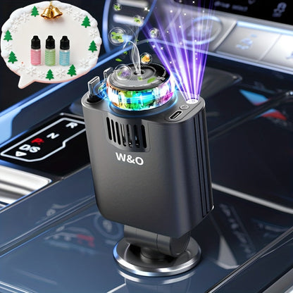 Car Charger with Perfume 3-in-1 Fast Charging AromaRelax Starlight Projector Retractable Cable USB-C & Lightning for iPhone 16 15 14 13 12