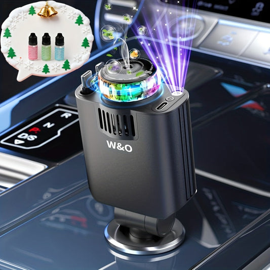 Car Charger with Perfume 3-in-1 Fast Charging AromaRelax Starlight Projector Retractable Cable USB-C & Lightning for iPhone 16 15 14 13 12