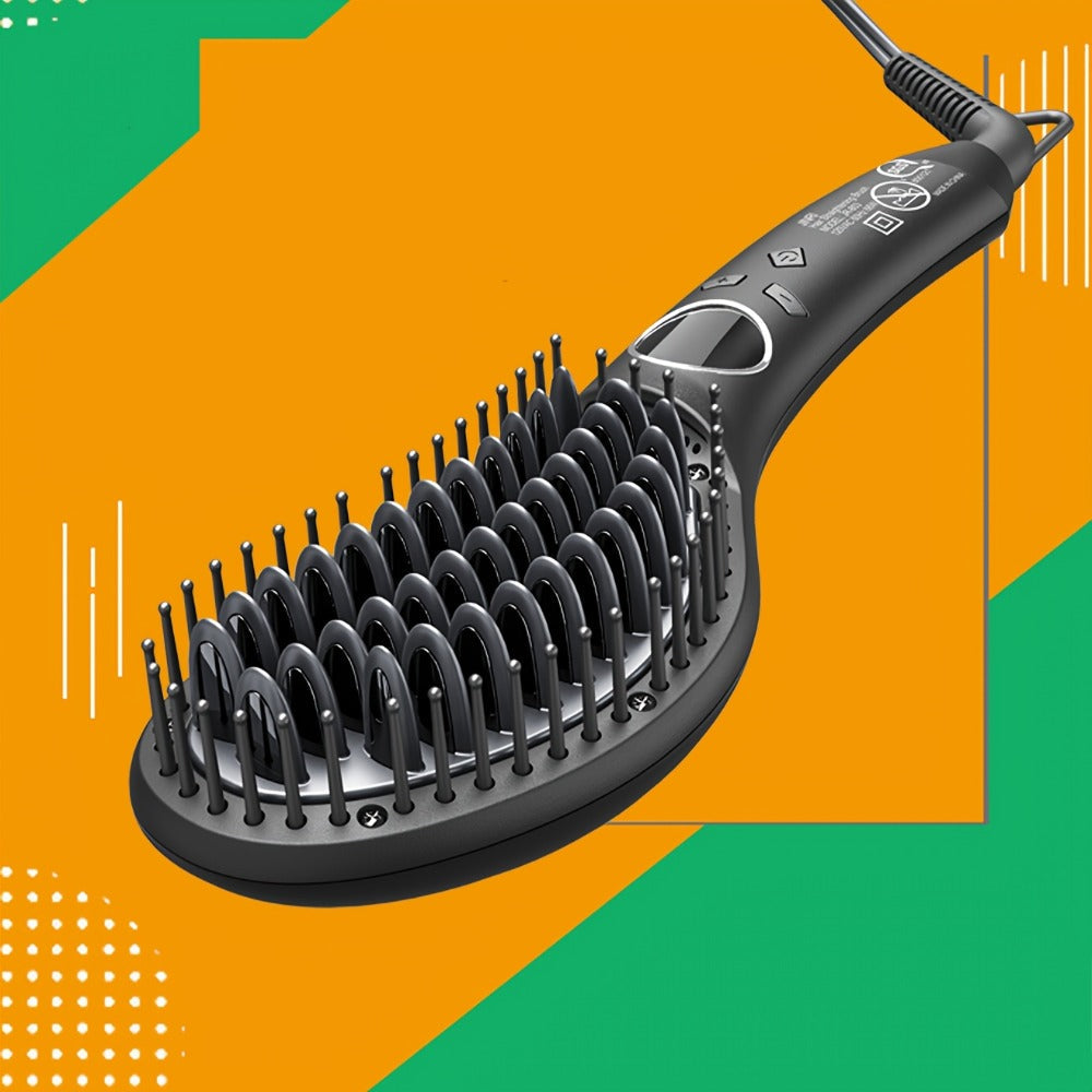 Ceramic Hair Straightener Brush 30 Sec Fast Heat Anti-Scald Straightening Comb Soft Touch, for Home, Travel and Salon Hair Styling