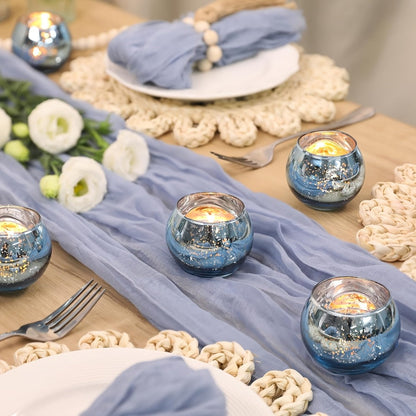 Round Glass Votive Candle Holder Sets in Gold, Pink, Silver or Green with 6-, 12- or 24-Piece Options
