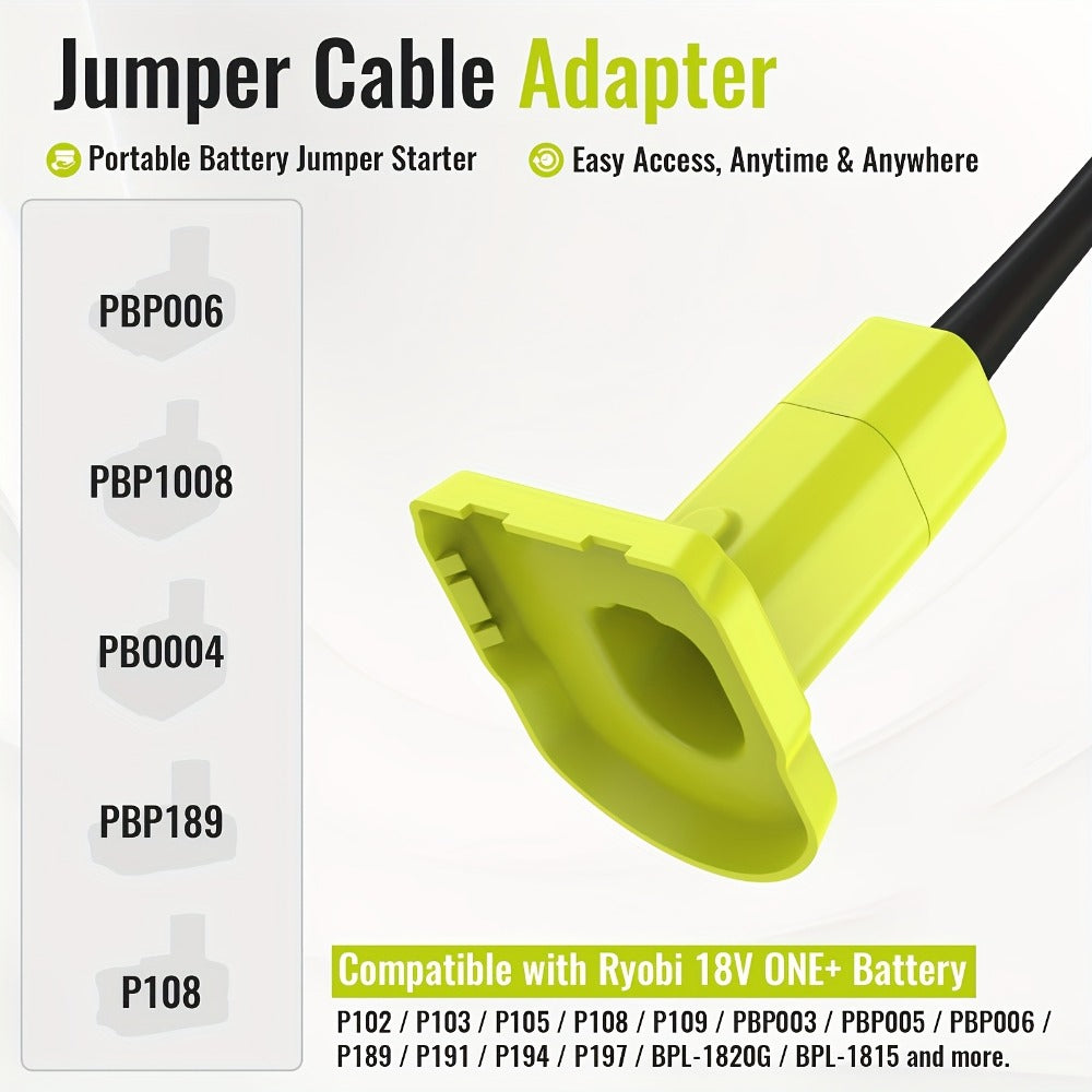 Jumper Cable Clamps Compatible with Ryobi 18V & Dewalt Battery | 5.9ft 12AWG Portable Jump Starter Booster Cables Automotive Battery Jumper