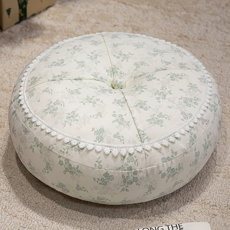 Round Floor Cushion Floral Tatami Seat Cushion for Living Room Bedroom Window, Boho Meditation Pillow for Reading & Yoga