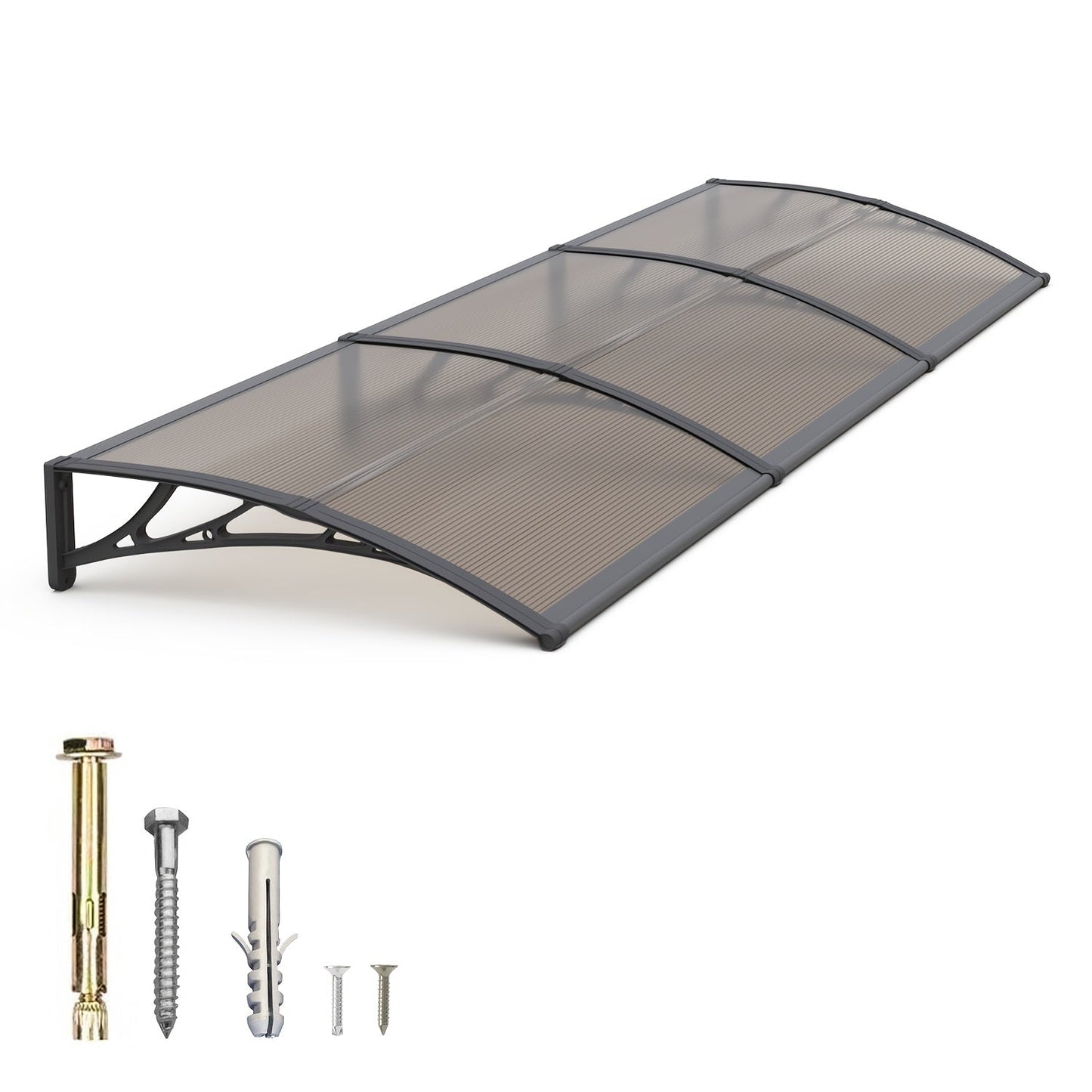 Window Awning Door Canopy Polycarbonate Overhang, UPF 50+ UV & Rain Protection, Leak-Proof Hollow Sheet