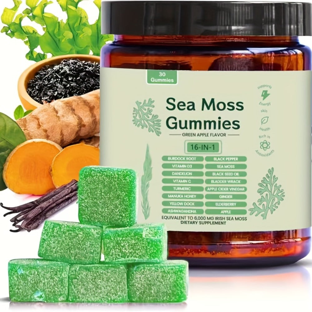 Sea Moss Gummies with Turmeric, Ashwagandha & Black Seed Oil, Immune Support for Bath Time, Home Spa and Personal Care