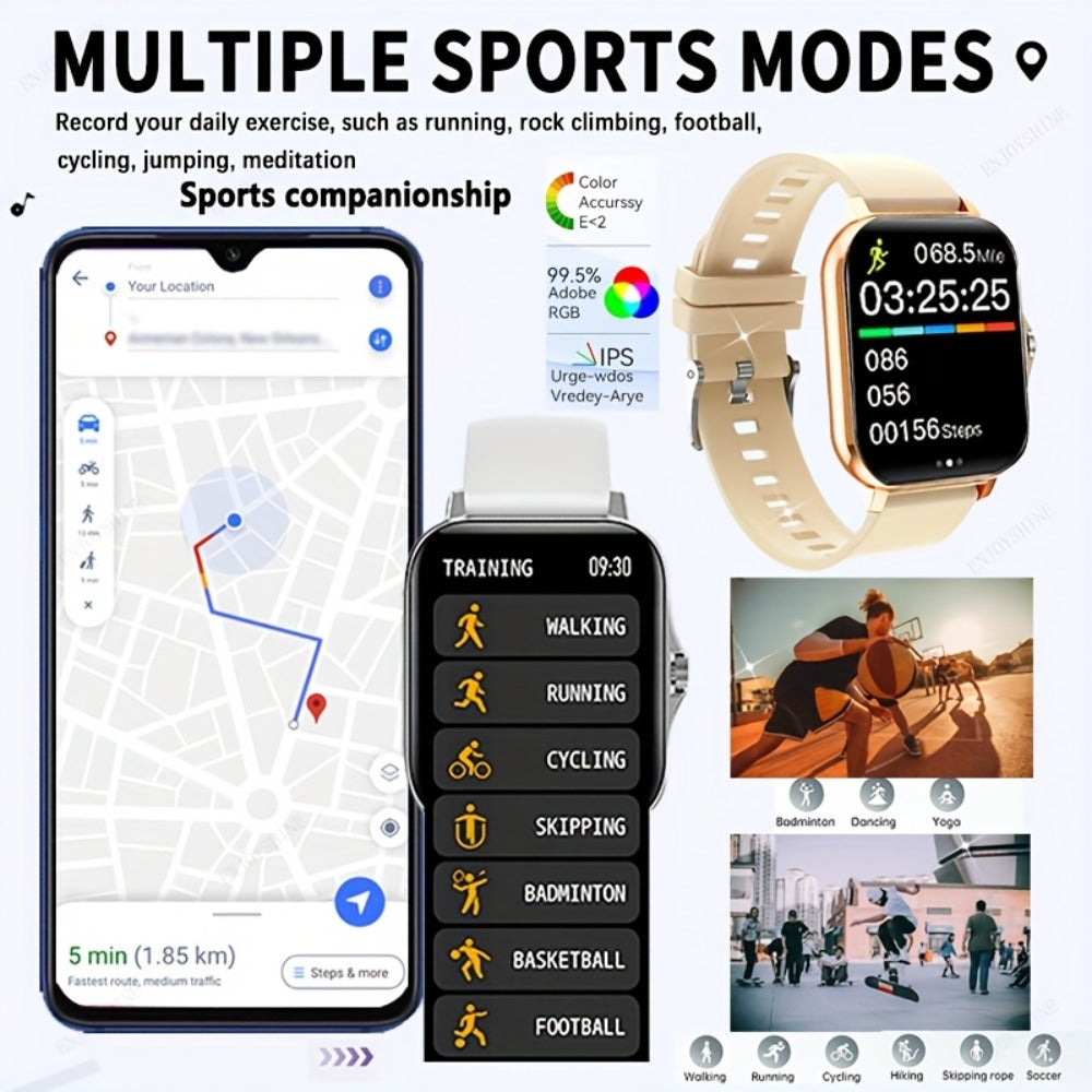 Smartwatch 1.83 Inch Fitness Tracker with Dual TPU Straps, Calling and Multi-Sport Records