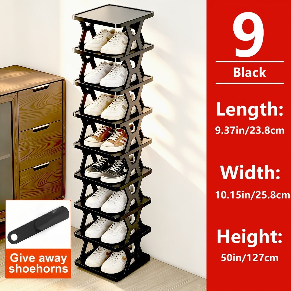 Narrow X-Frame Shoe Rack in Black or White with Six- or Nine-Layer Checkout Configurations