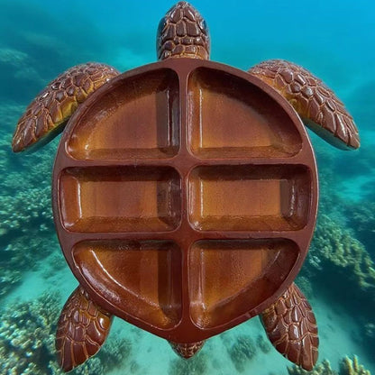 Turtle-Shaped Divided Serving Tray with Five Compartments for Snacks, Fruit, Cheese and Crackers