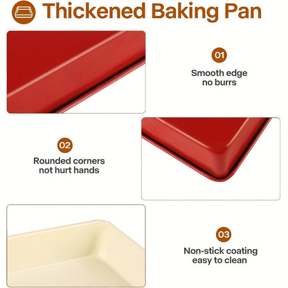 Two-Piece Red-and-Cream Baking Pan Set in Deep Rectangular or 9-Inch Square Checkout Options
