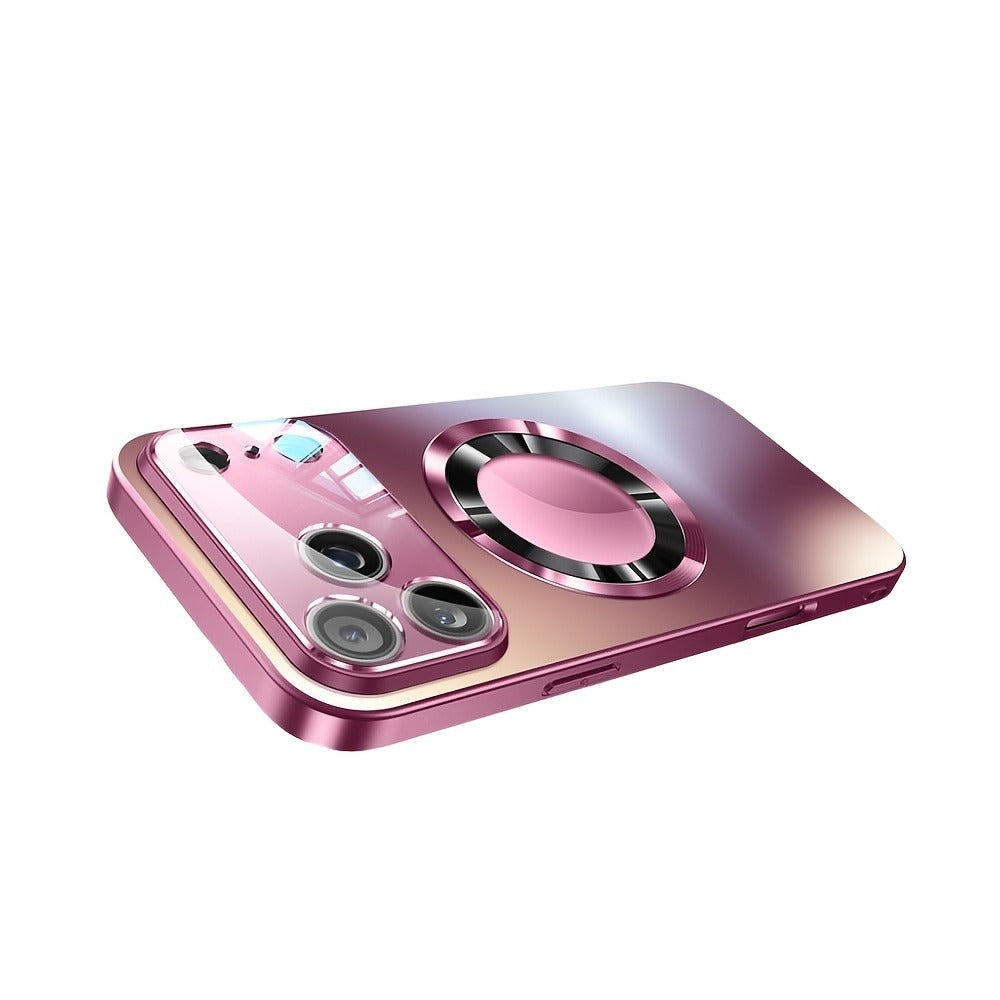 Phone Case Matte Titanium-Finish Cover with Built-In Glass Lens Protector for Select iPhone Models