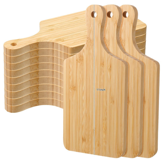 Cutting Board 12-Piece Unfinished Wood-Look Blank Set with Handles for Engraving and Display Projects