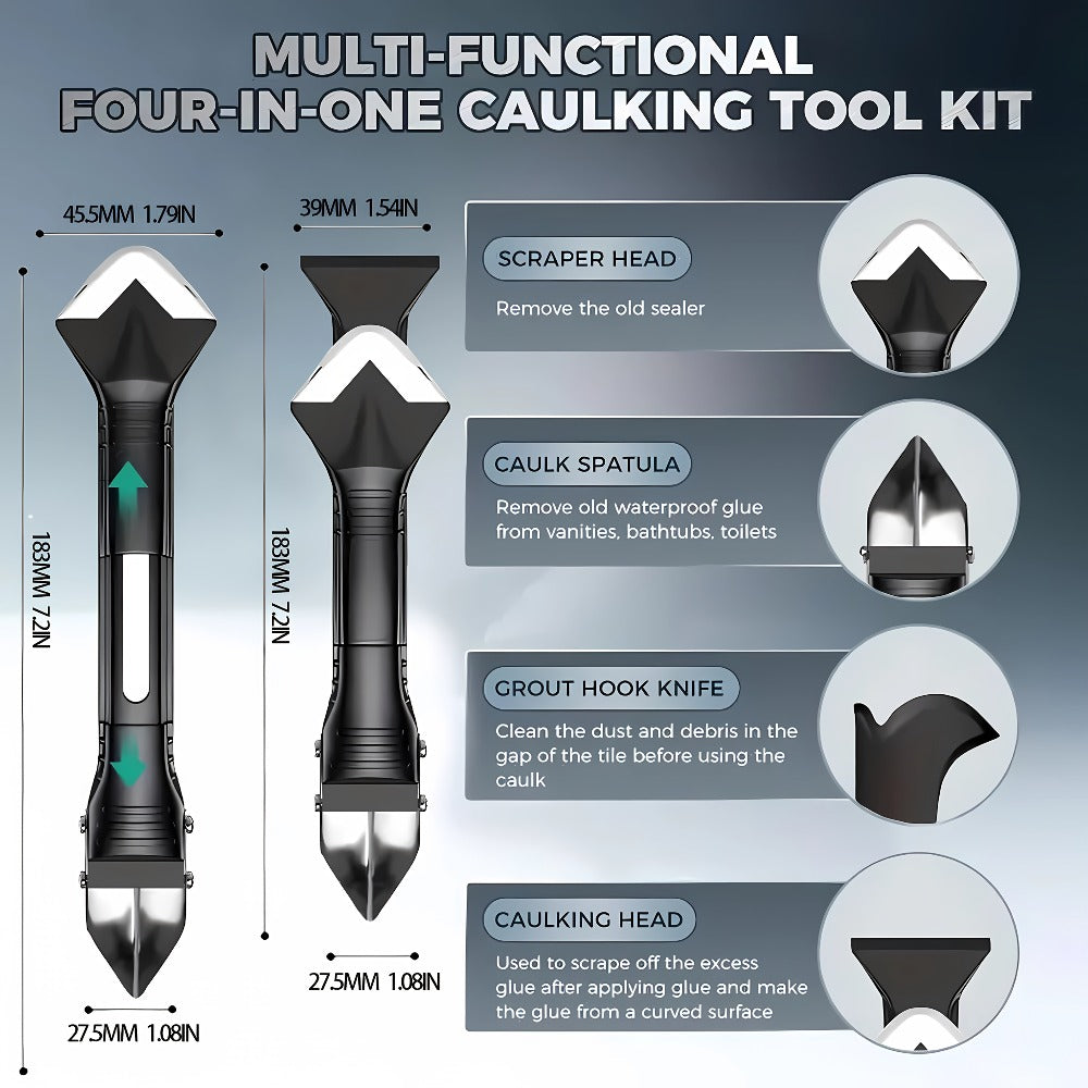 Grout Removal Tool Set 6-in-1 with 5 Replaceable Stainless Steel Blades – Multi-Function Tile Grout Scraper