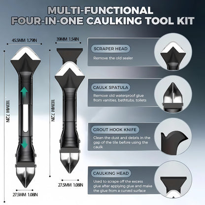 Grout Removal Tool Set 6-in-1 with 5 Replaceable Stainless Steel Blades – Multi-Function Tile Grout Scraper