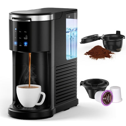 Programmable Coffee Maker 5-Cup & K-Cup Compatible 24-Hour Timer Keep Warm Drip-Free Washable Filter Stainless Steel Home Office Brew