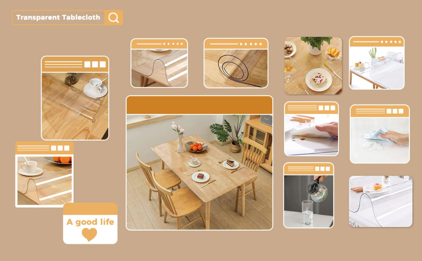 Tablecloth Clear PVC Protector in 1.5mm Thickness with 35 Rectangle and Square Size Options