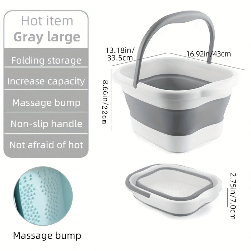 Foldable Foot Bath Bucket 3.96 Gallon Collapsible Portable Pedicure Basin with Sturdy Handle – Space-Saving Foot Soak Tub for Home Salon