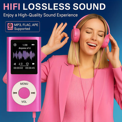 Portable MP3 and MP4 Player with 128GB Card Support, LCD Screen and Six Green, Black, Red, Blue or Silver Models