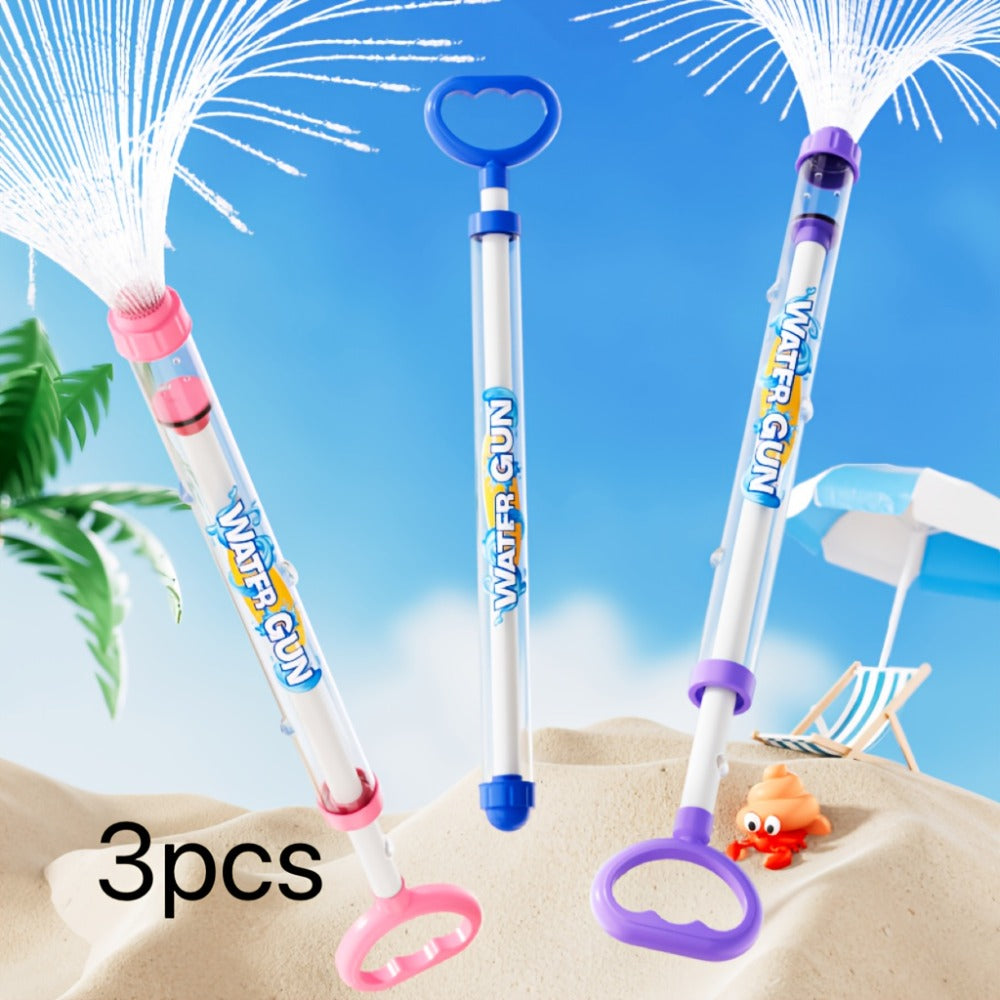 Firework-Shape Manual Water Blaster Set with Three or Six Pull-Push Wands in Blue, Purple and Pink