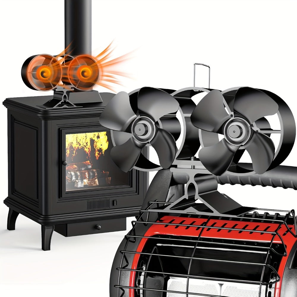 Wood Stove Fan 8-Blade Dual Motor Fireplace Fan Heat Powered for Wood Log Burner Stove for Entryways, Bedrooms and Living Spaces