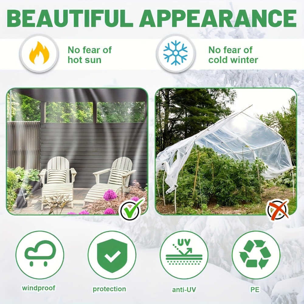 Clear Tarp Thickened Outdoor Cover with Sealed Edges, Transparent Rain Tarp for Patio, Porch Awning