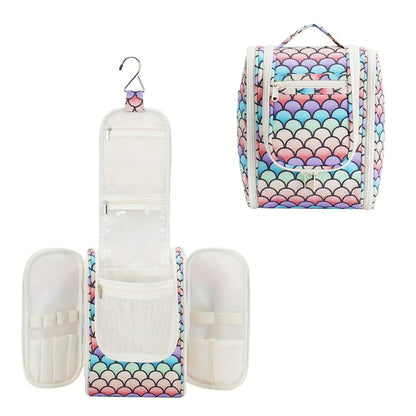Toiletry Bag Hanging Large-Capacity Makeup Organizer with Hook, Multiple Compartments and 16 Print Options