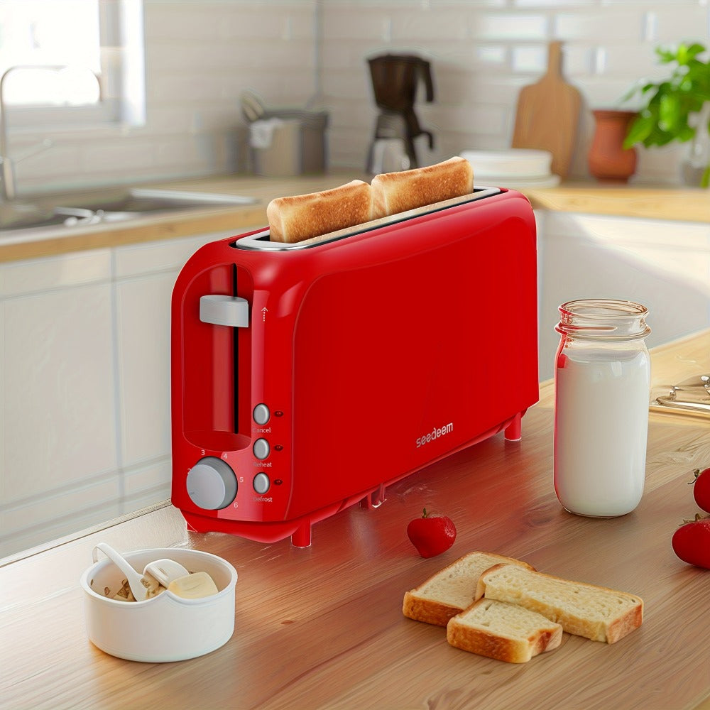 2-Slice Toaster Slim Ultra-Thin Design, 6 Browning Settings, 10" Long Slot, Reheat & Defrost Functions