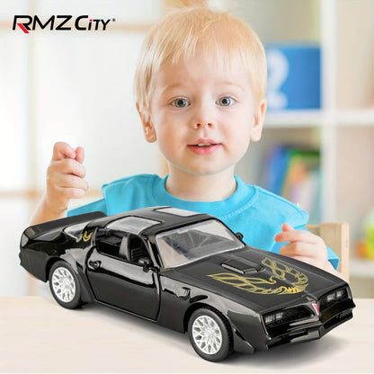 RMZ 1:36 Scale Pontiac Firebird Die-Cast Toy Car with Openable Doors & Pull-Back Action, Zinc Alloy Car Model with Display Base
