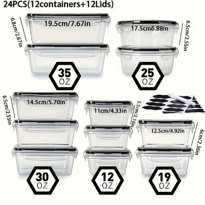 Food Storage Containers Set BPA-Free Airtight – Meal Prep Containers with Easy-Snap Lids Labels & Marker 24 48pcs Pantry Kitchen Organizer