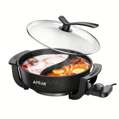 Mandarin Duck Hot Pot Electric, Large Non-Stick Divided Hot Pot for Steaming, Boiling, Frying & Stewing