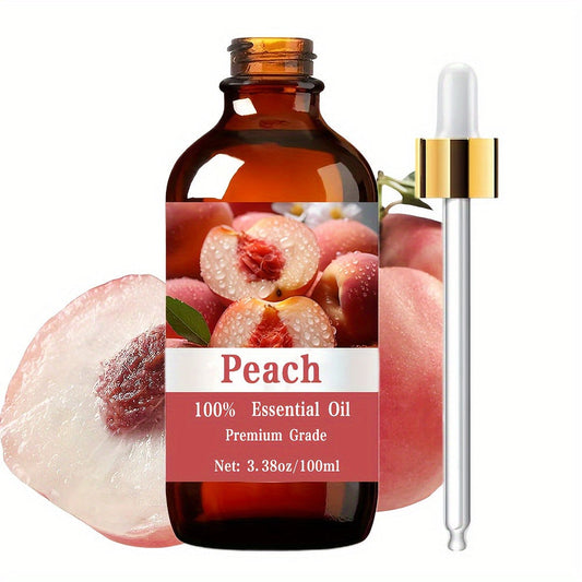Peach Essential Oil 100ml Pure Care Grade Sweet Fruity – Aromatherapy Body Oil for Skin Moisturizing, Hair Care, Nail Care