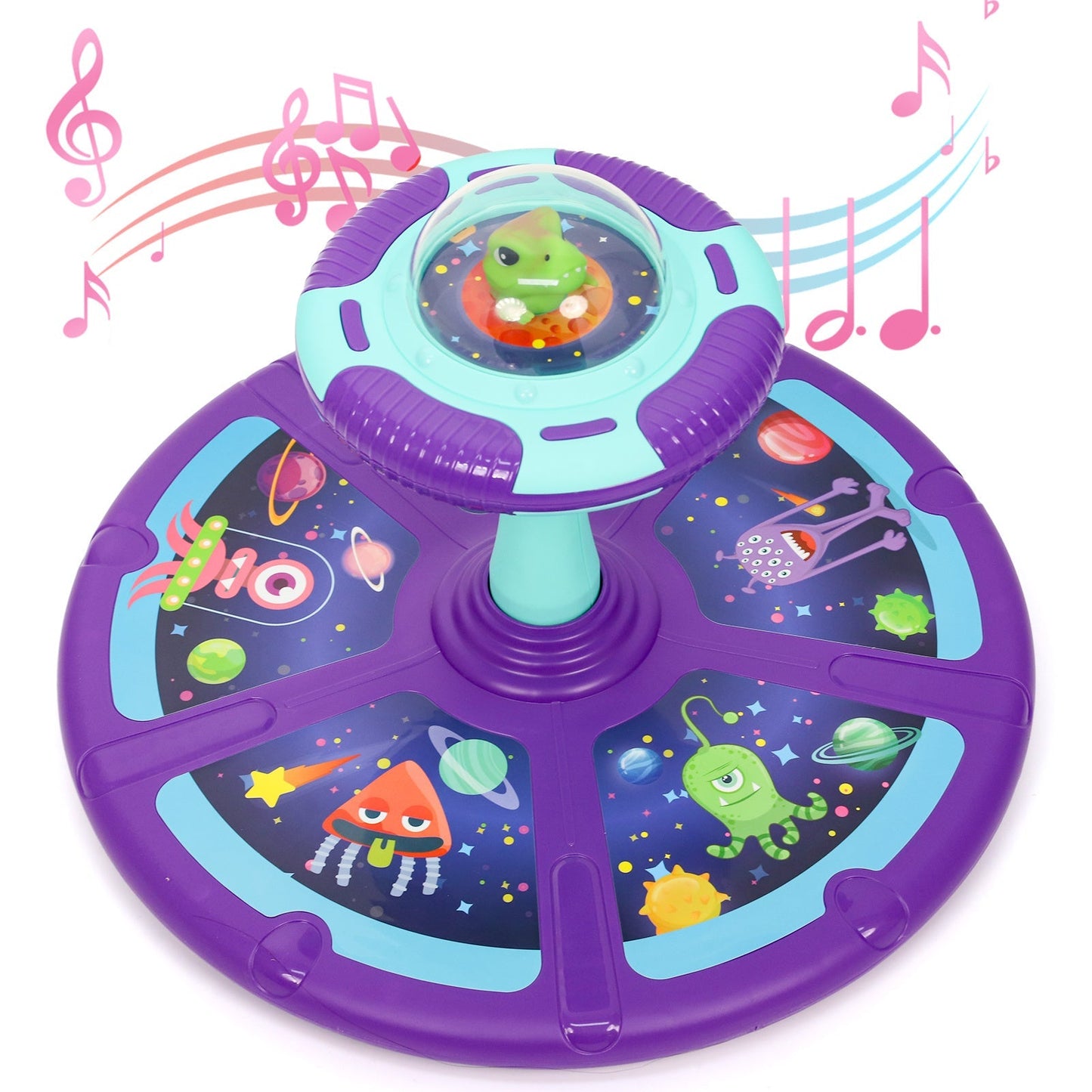 Dinosaur Spin Seat Toy for Toddlers 18 Months+, 360° Sit and Spin with Music, Indoor Interactive Sensory Balance Toy