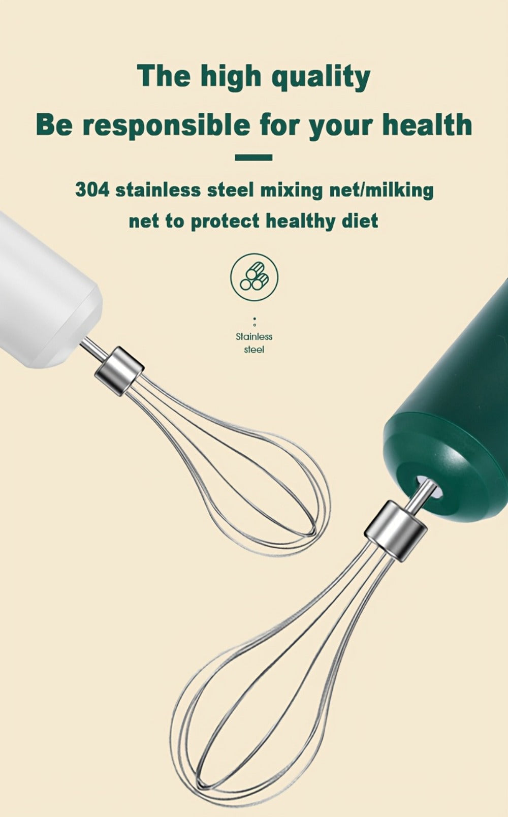Wireless Electric Whisk Handheld Mixer - Rechargeable Cordless Egg Beater with Vertical Stand Design