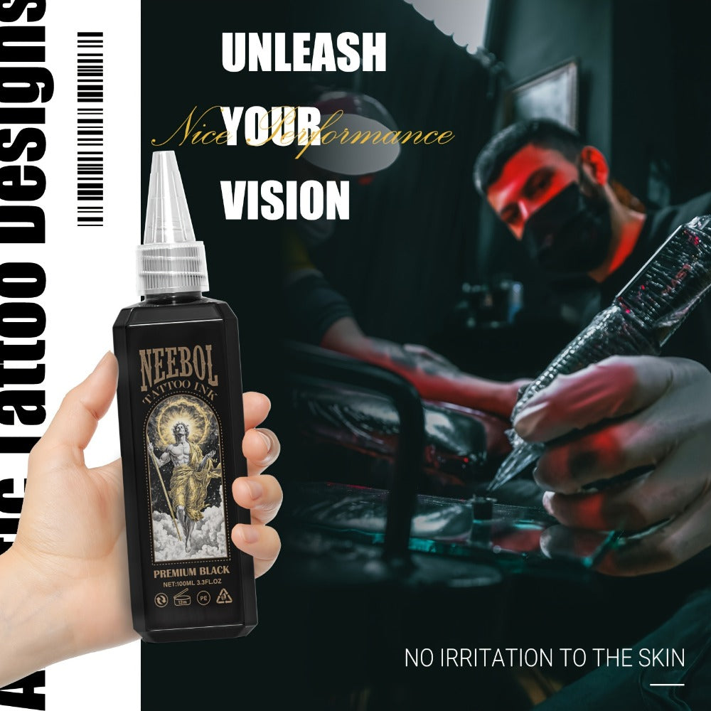 Tattoo Ink Neebol Black 3.38oz 100ml Single Bottle with Black Ink Configuration with Item-Specific Color, Capacity and Bottle Choices