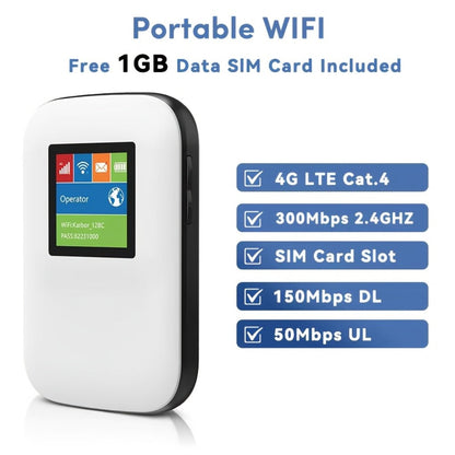 4G LTE Mobile WiFi Hotspot with SIM Card Included, Connect Up to 10 Devices, No Contract, Verizon & AT&T Compatible